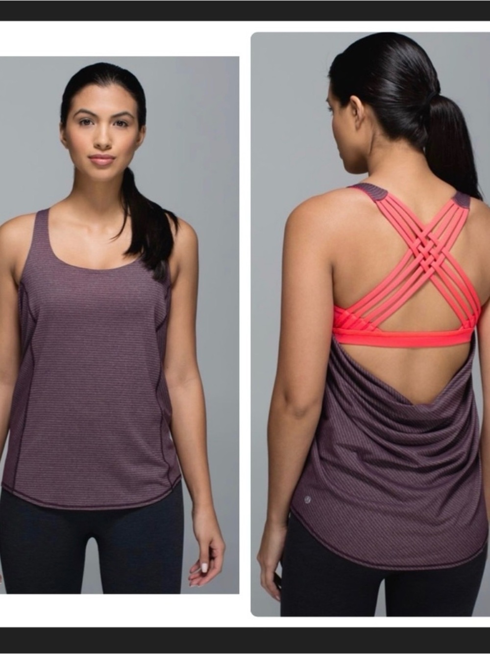 Lululemon Size 4 2-in-1 Strappy Bra Tank Top Open Back Yoga Workout